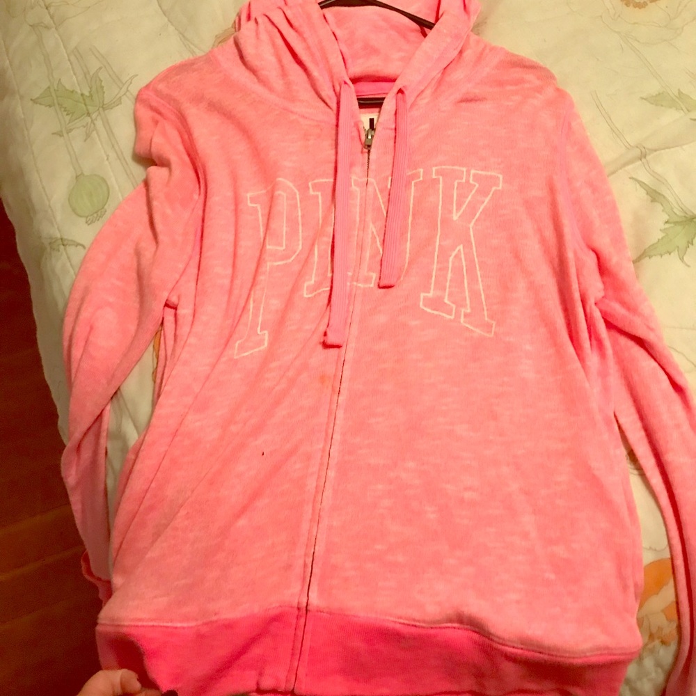 Pink light hooded zip up.